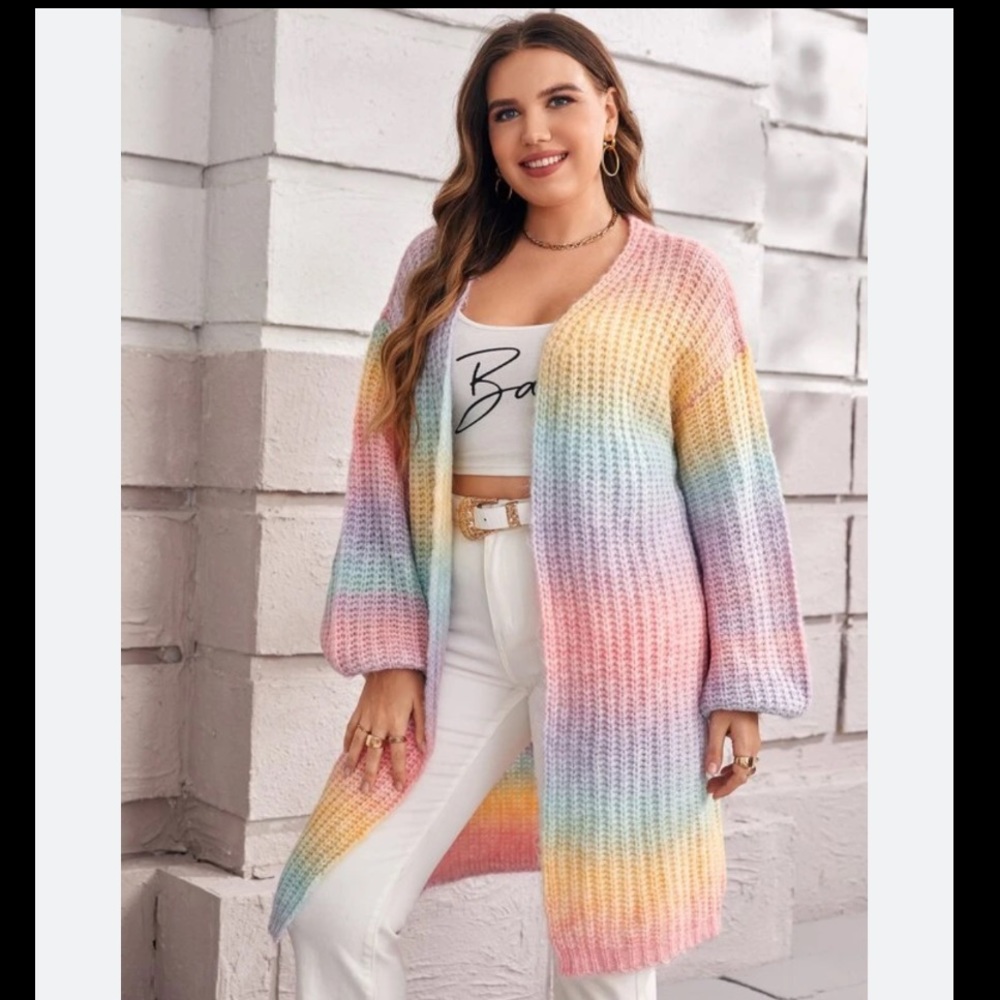 SHEIN Ombré Rainbow Cardigan